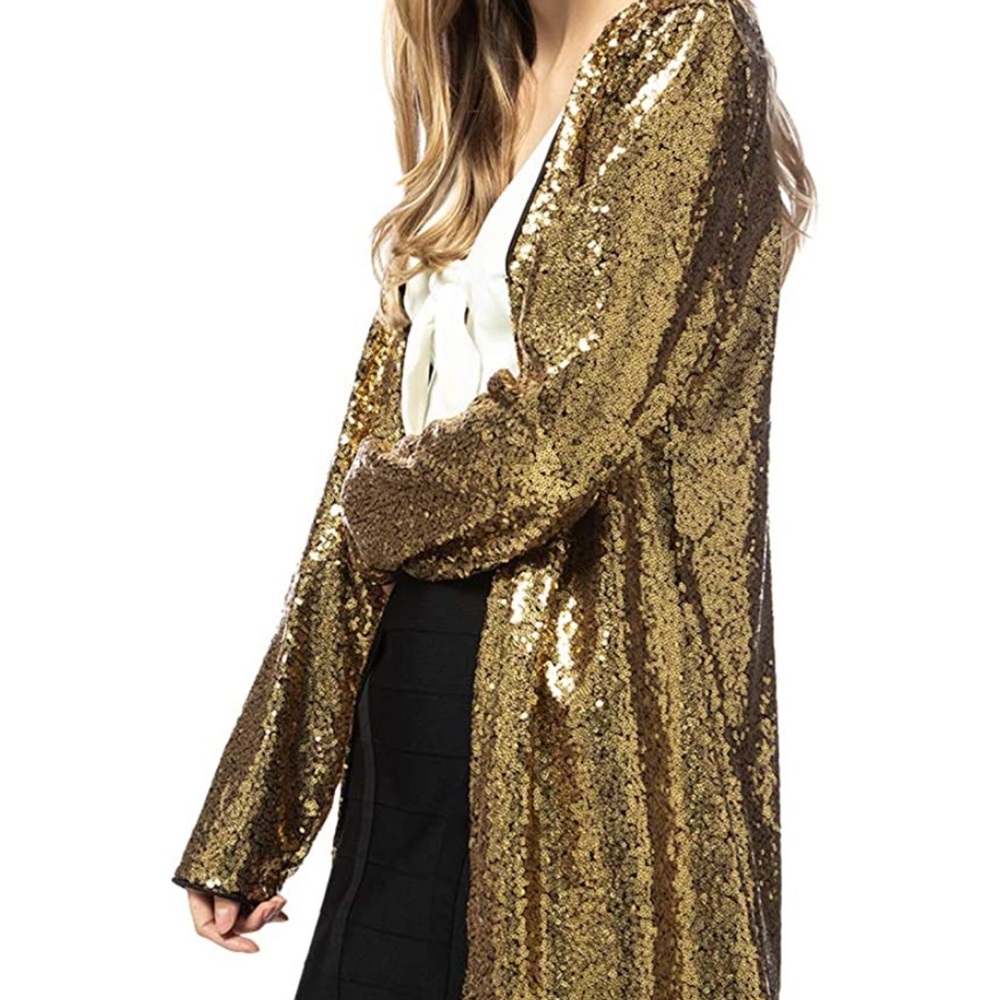Gold sequin shacket